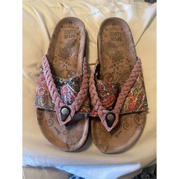 Muk Luks Womens Brown Memory Foam Slip-On Mule Beach Slider Summer Sandals Size - Picture 4 of 14